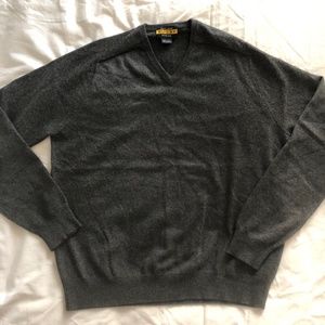 Ralph Lauren Rugby 100% Cashmere Grey V-neck Sweater size M